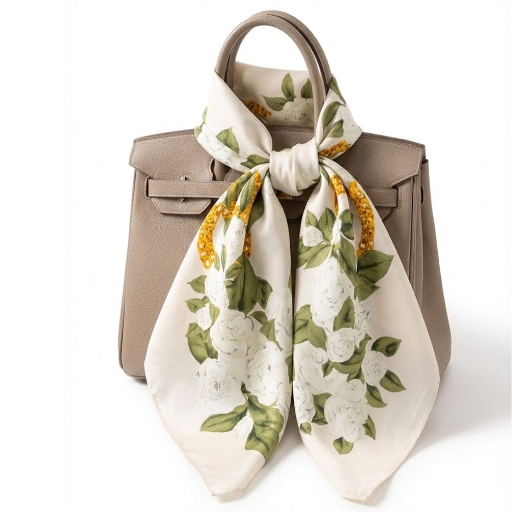 Foulard fleuri | Style Riviera Blanc / 90x90cm The Foulard