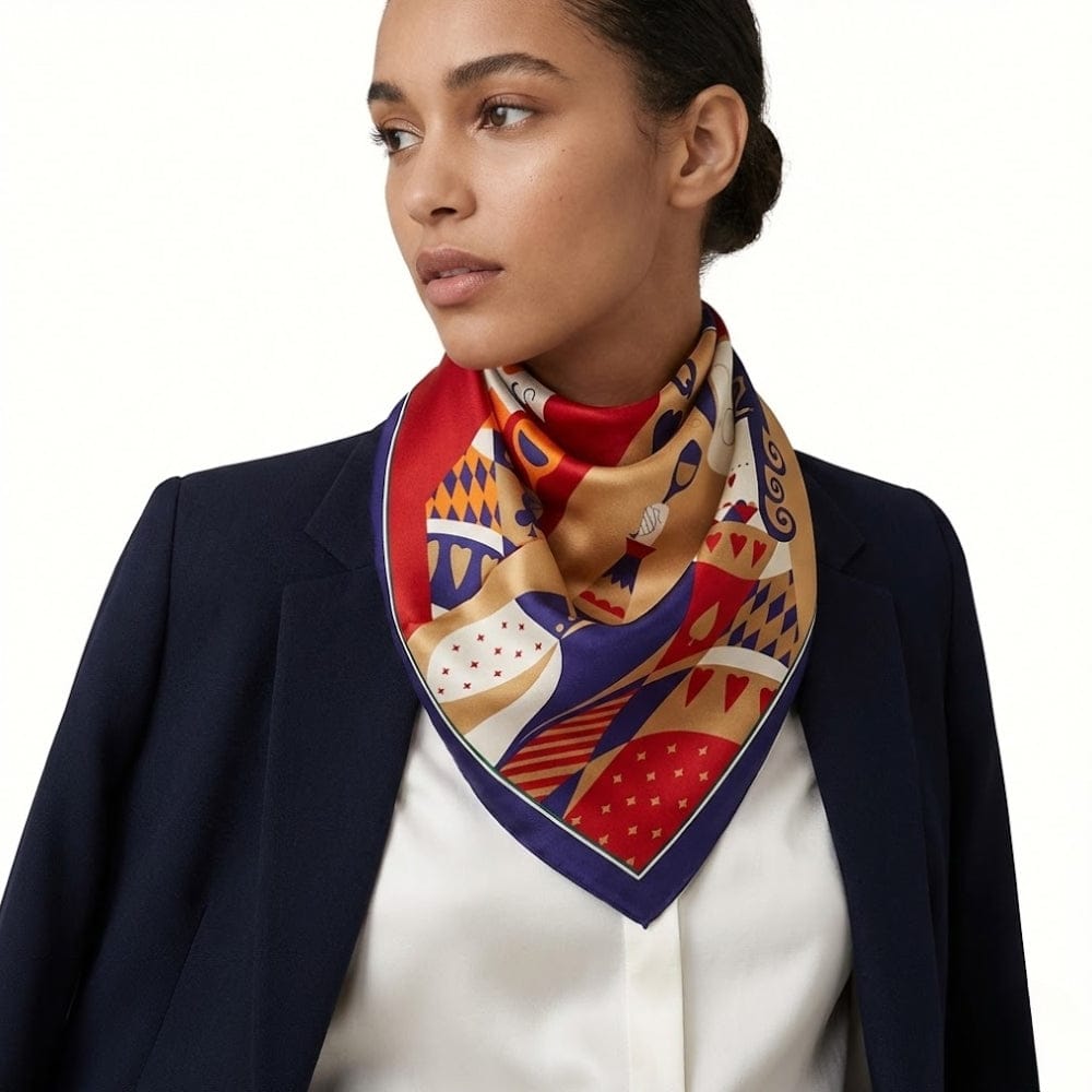 Carré de soie à motifs | Motifs délicats pour une allure distinguée Multicolore / 53x53cm The Foulard