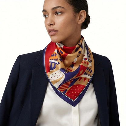 Carré de soie à motifs | Motifs délicats pour une allure distinguée Multicolore / 53x53cm The Foulard