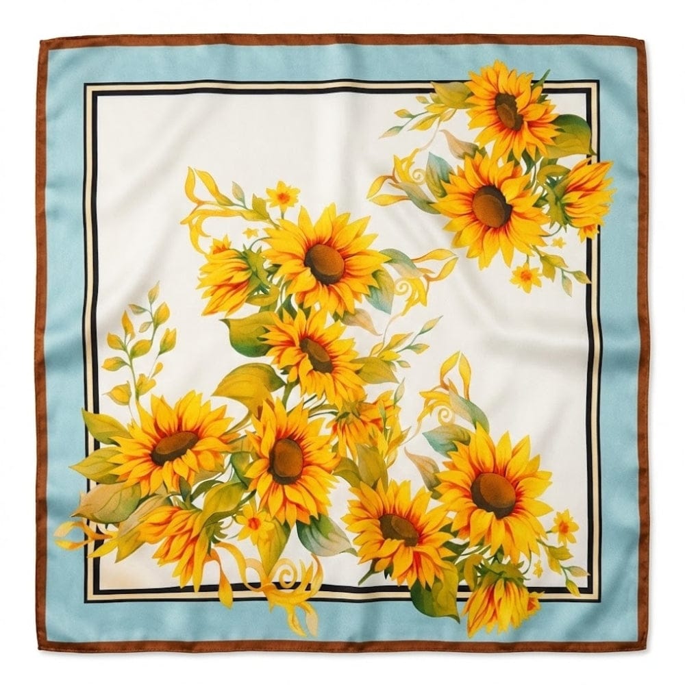 Carré de soie jaune | Teinte solaire et motifs floraux Jaune / 53x53cm The Foulard