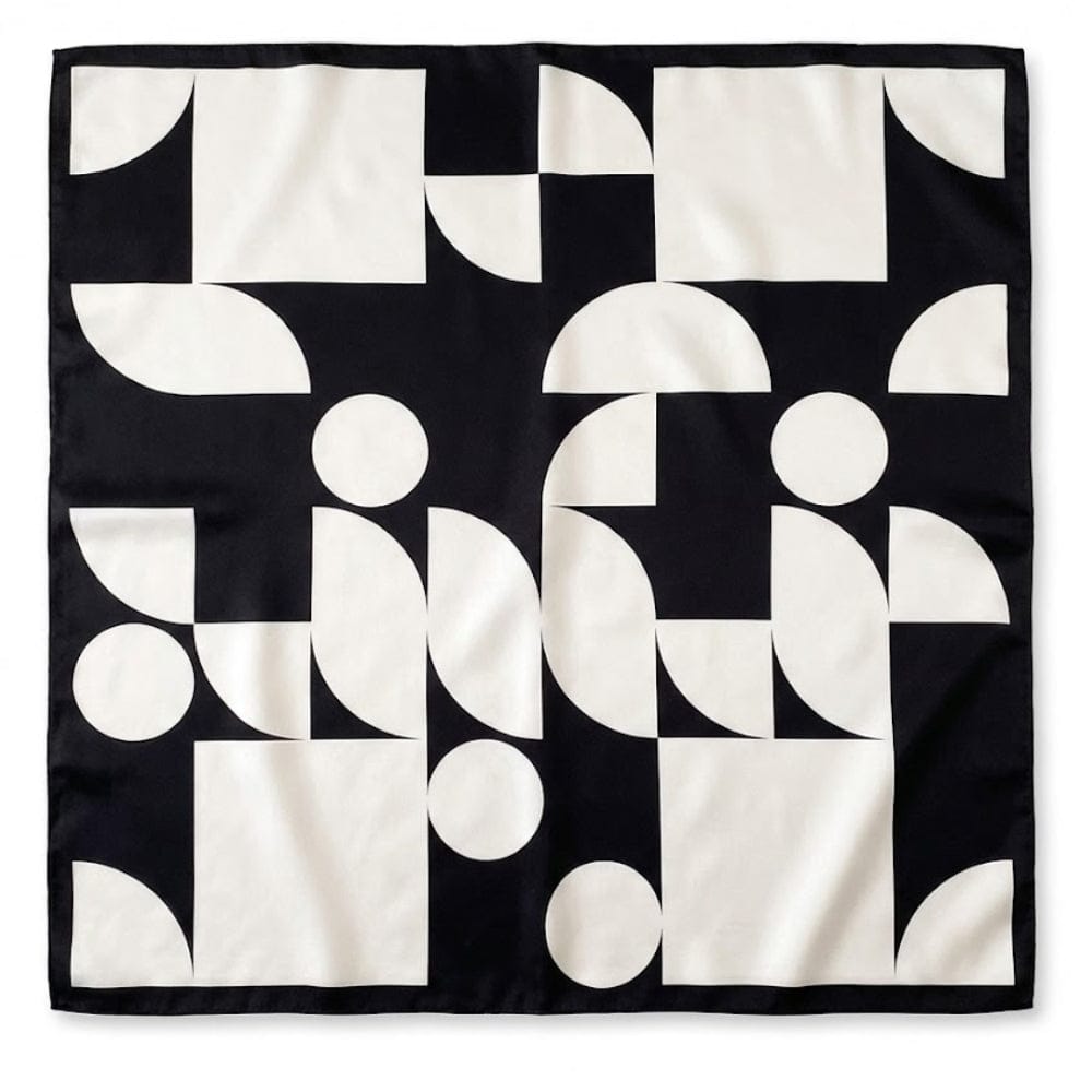Carré de soie noir et blanc | Harmonie parfaite entre sobriété et luxe Noir & Blanc / Real Silk 53x53cm The Foulard