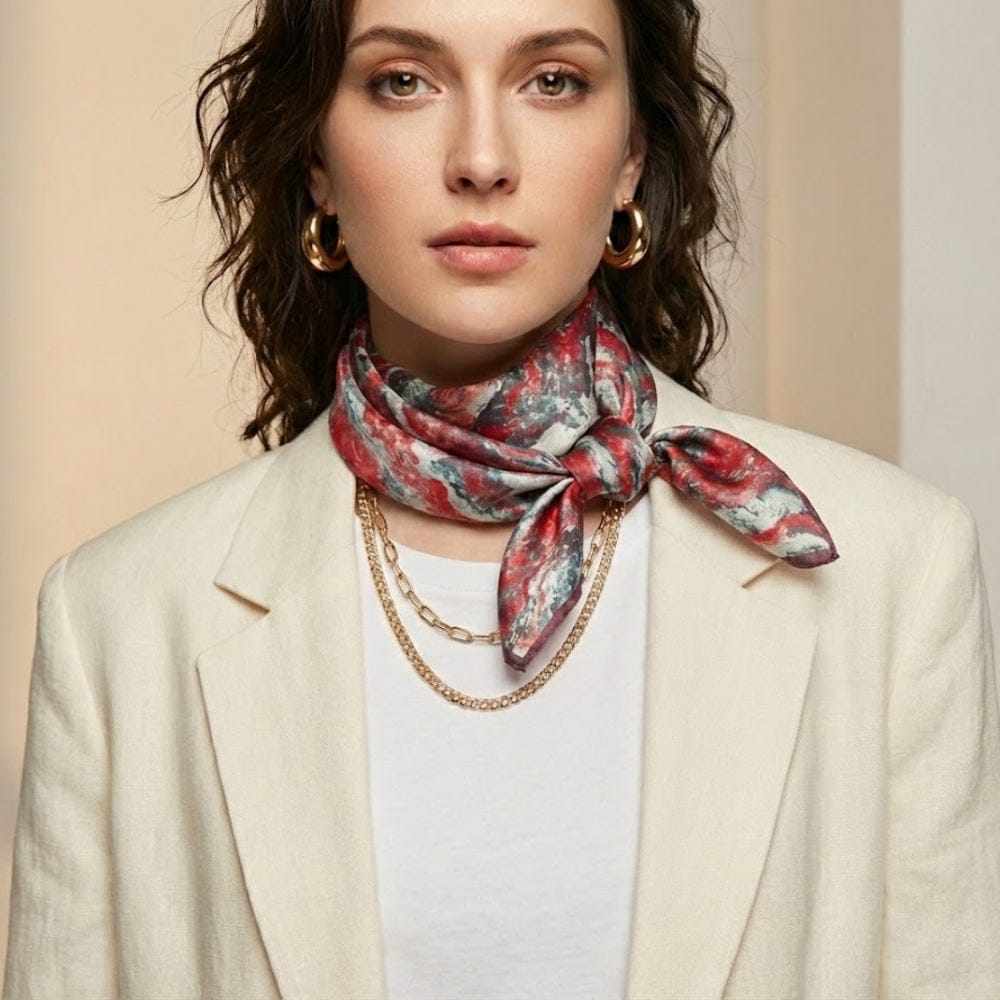 Carré en soie | L’accessoire chic au charme parisien Rouge / 53x53cm The Foulard