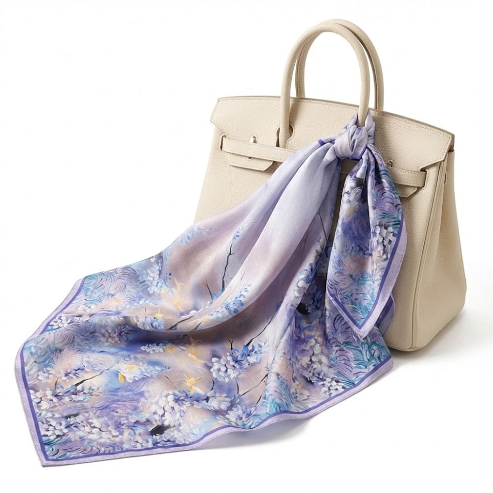 Carré soie | Brillance subtile et style champêtre Mauve / Real Silk 53x53cm The Foulard