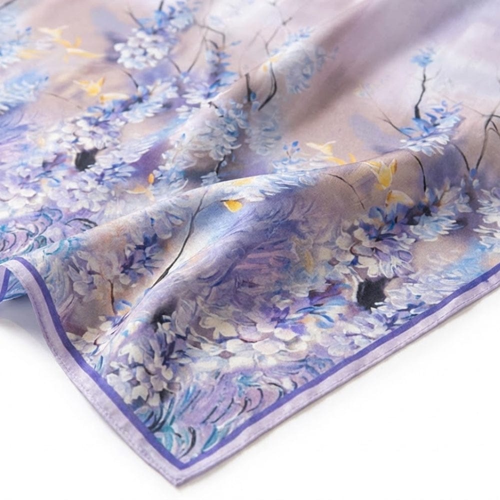 Carré soie | Brillance subtile et style champêtre Mauve / Real Silk 53x53cm The Foulard