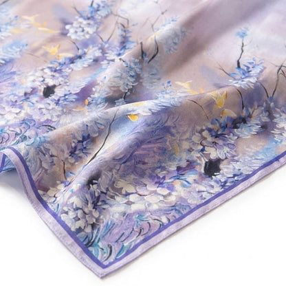 Carré soie | Brillance subtile et style champêtre Mauve / Real Silk 53x53cm The Foulard