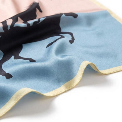 Foulard 50x50 en soie | Chic minimaliste et brillance délicate Bleu & Rose / 53x53cm The Foulard