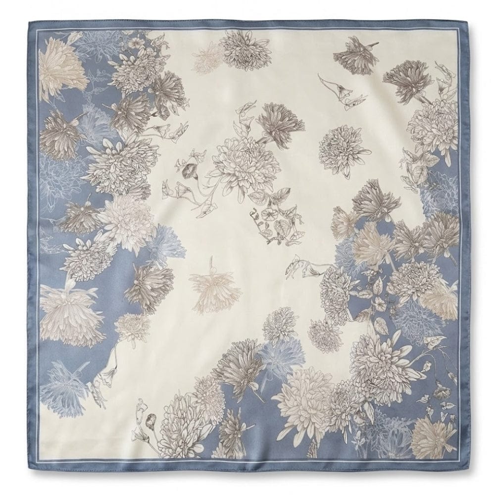 Foulard blanc et bleu en soie | Harmonie de couleurs et douceur précieuse Blanc & Bleu / 53x53cm The Foulard