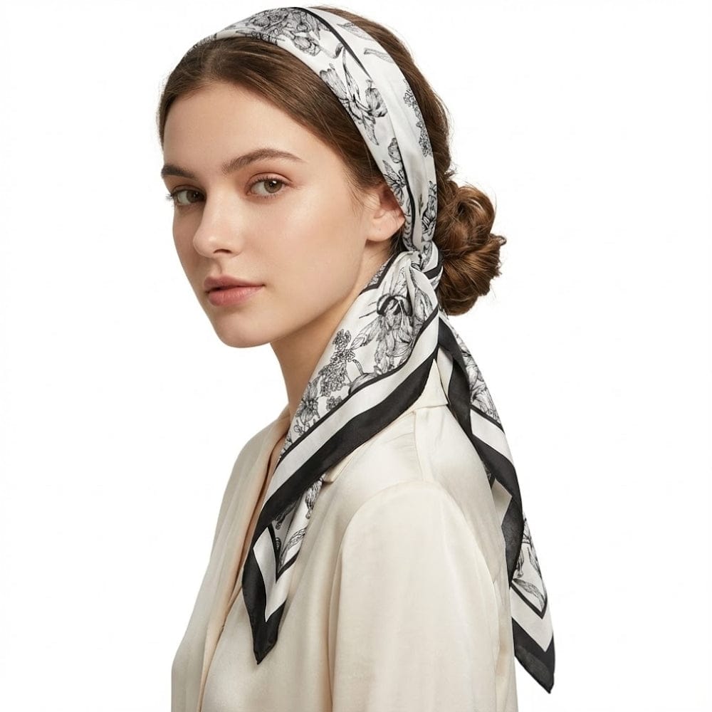 Foulard blanc et noir | Harmonie parfaite entre sobriété et élégance Blanc & noir / 70x70cm The Foulard