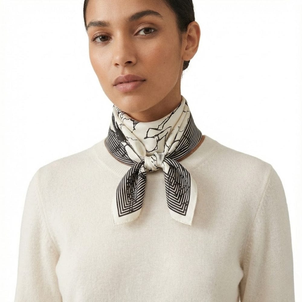 Foulard en soie blanc et noir | Chic iconique et allure sophistiquée Blanc / 53x53cm The Foulard