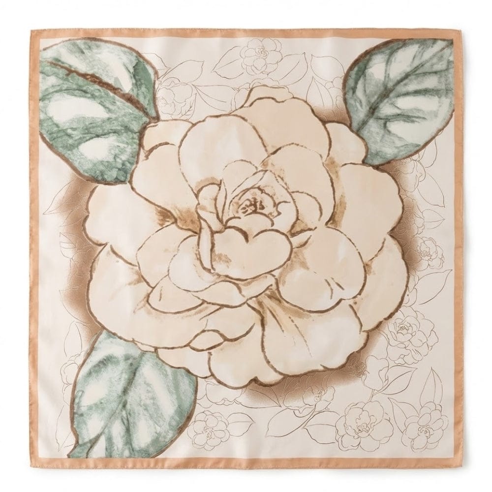 Foulard femme fleuri | Motifs délicats pour une élégance intemporelle Beige / 70x70cm The Foulard