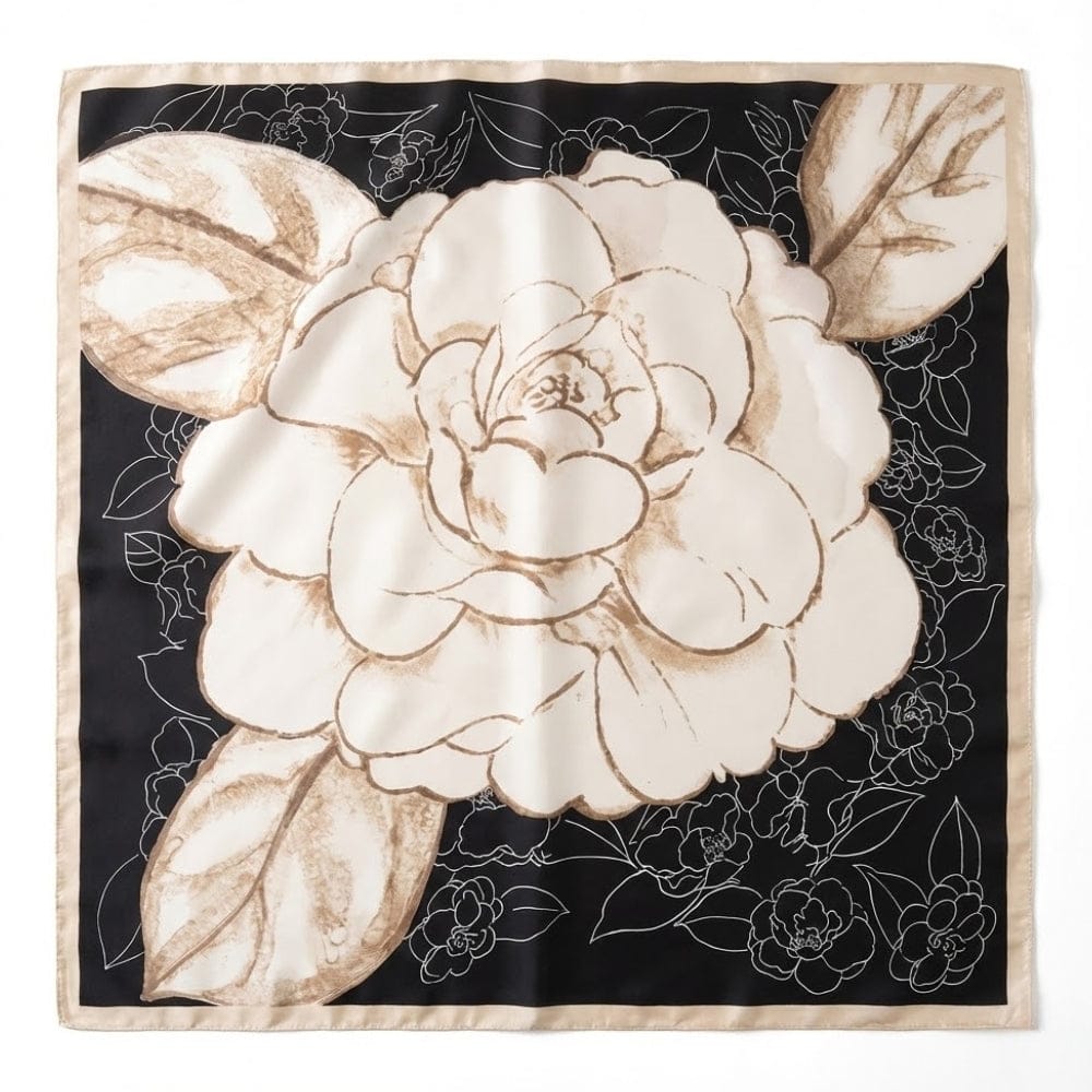 Foulard femme fleuri | Motifs délicats pour une élégance intemporelle Noir / 70x70cm The Foulard