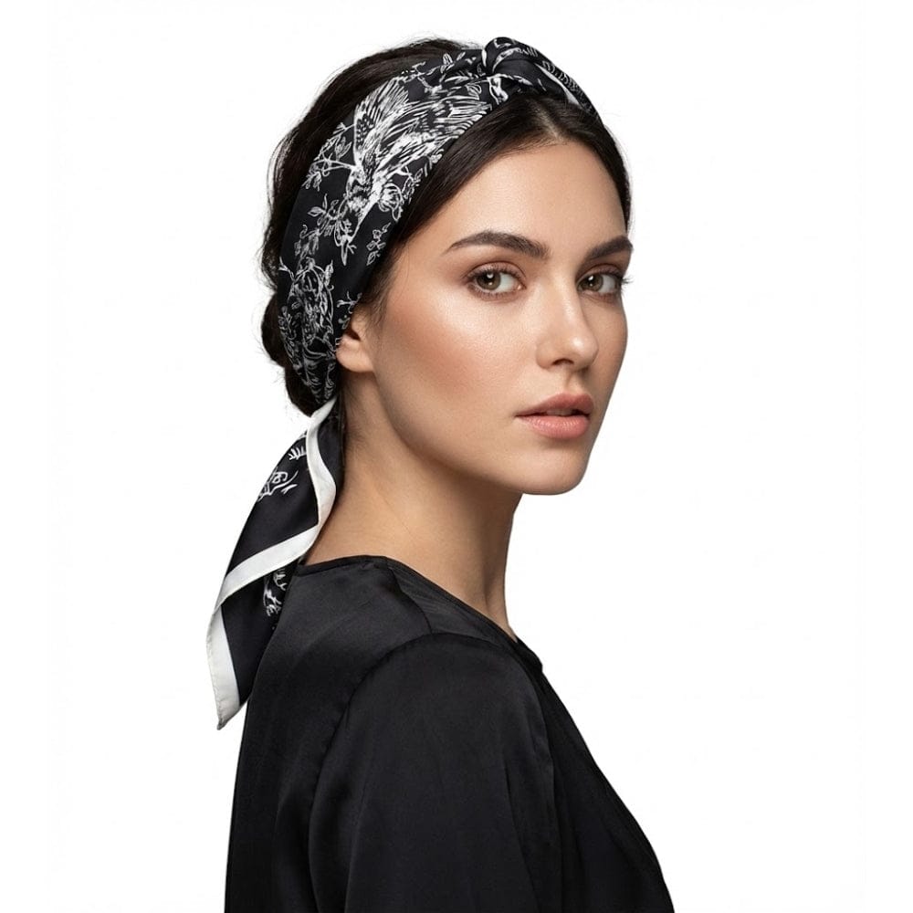 Foulard femme noir et blanc | Sophistication classique et style affirmé JXB175-02 / 90x90cm The Foulard