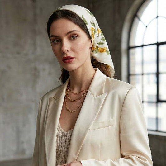 Foulard fleuri | Style Riviera Blanc / 90x90cm The Foulard