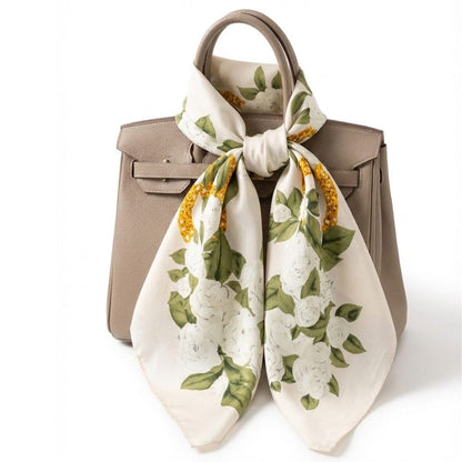 Foulard fleuri | Style Riviera Blanc / 90x90cm The Foulard