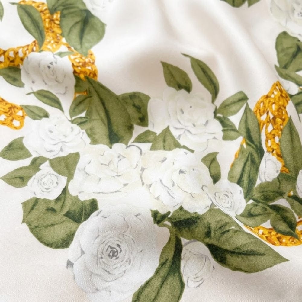 Foulard fleuri | Style Riviera Blanc / 90x90cm The Foulard