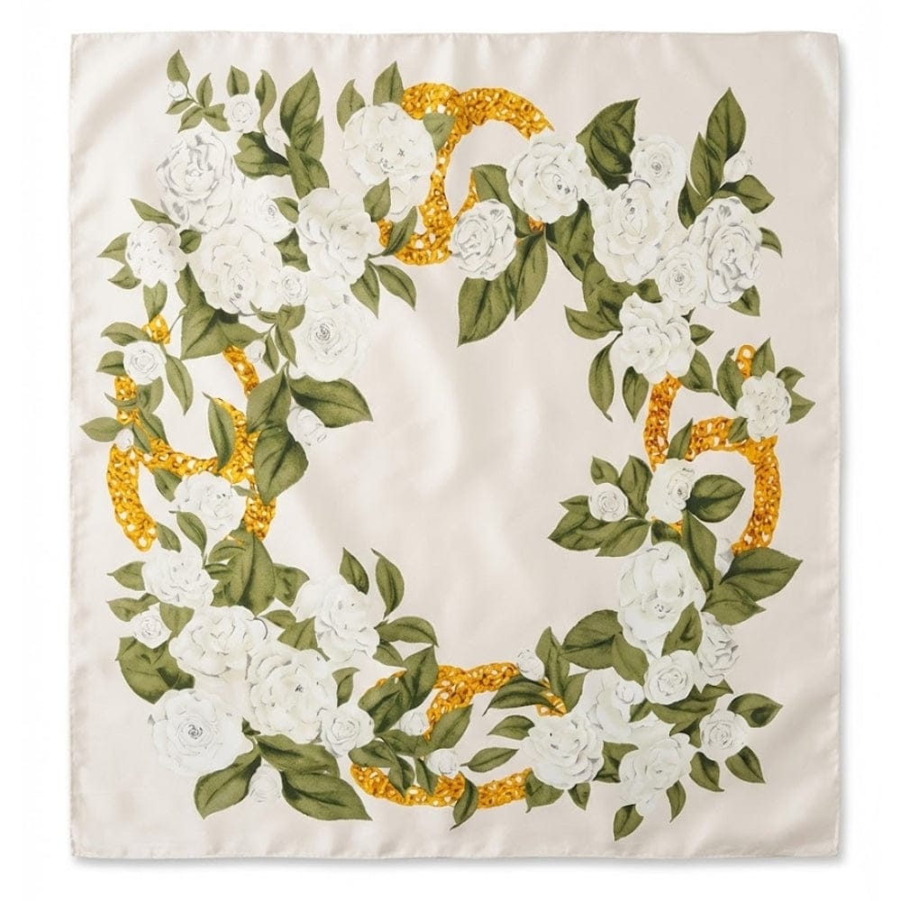Foulard fleuri | Style Riviera Blanc / 90x90cm The Foulard