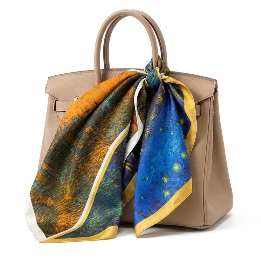 Foulard multicolore en soie | Élégance artistique et douceur précieuse Multicolore / 53x53cm The Foulard