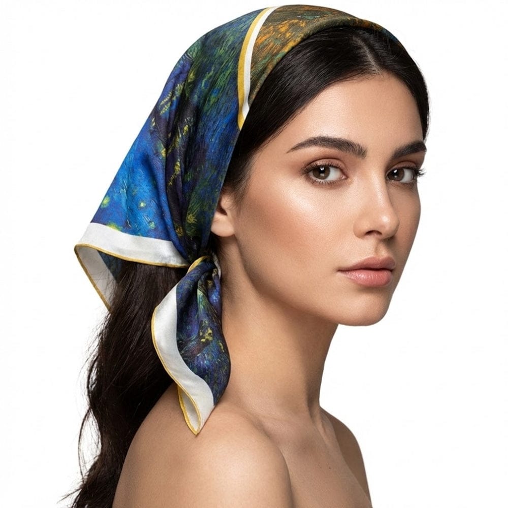 Foulard multicolore en soie | Élégance artistique et douceur précieuse Multicolore / 53x53cm The Foulard