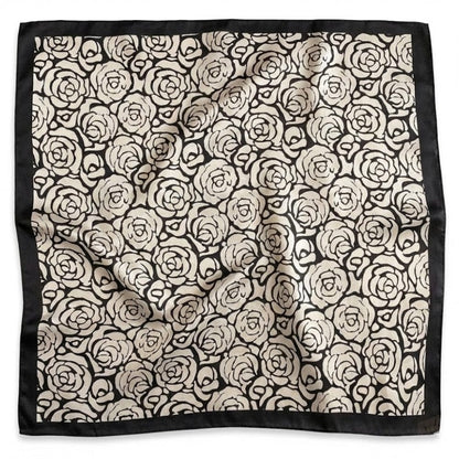 Foulard noir et blanc fleuri en soie | Chic graphique et douceur soyeuse Noir & Blanc / 53x53cm The Foulard