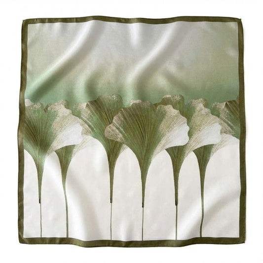 Foulard printemps femme en soie | Élégance printanière et style raffiné Vert / 53x53cm The Foulard