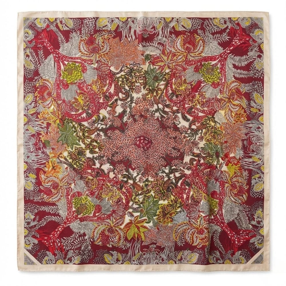 Foulard printemps femme | Motifs frais et douceur satinée Rouge / 90x90cm The Foulard
