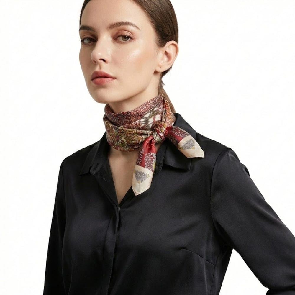 Foulard printemps femme | Motifs frais et douceur satinée Rouge / 90x90cm The Foulard